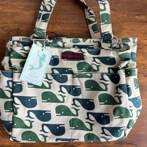 Whale print canvas handbag/ diaper bag